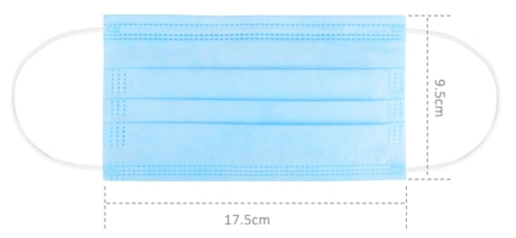Mund-Nasen-Maske mit Ohrenschlaufen,  3-lagig, 50 Stück im Pack  |  NUR 0,98 € pro Stück